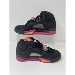 Girls' Nike Air Jordan V 5 Black Bright Cactus Citrus Pink Retro GS 2013 sz 5.5Y